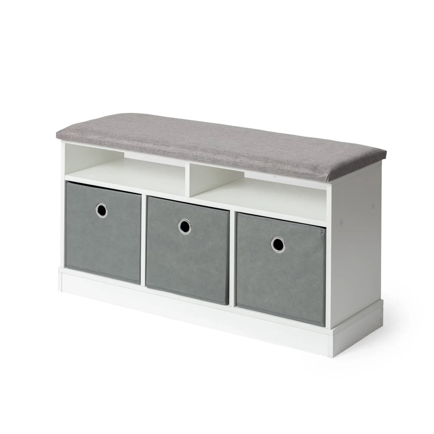 EGGREE Aufbewahrungsbank mit 3 Schubladen und abnehmbarem Sitzkissen, Schuhschrank, Schuhbank, Weiß, STUART