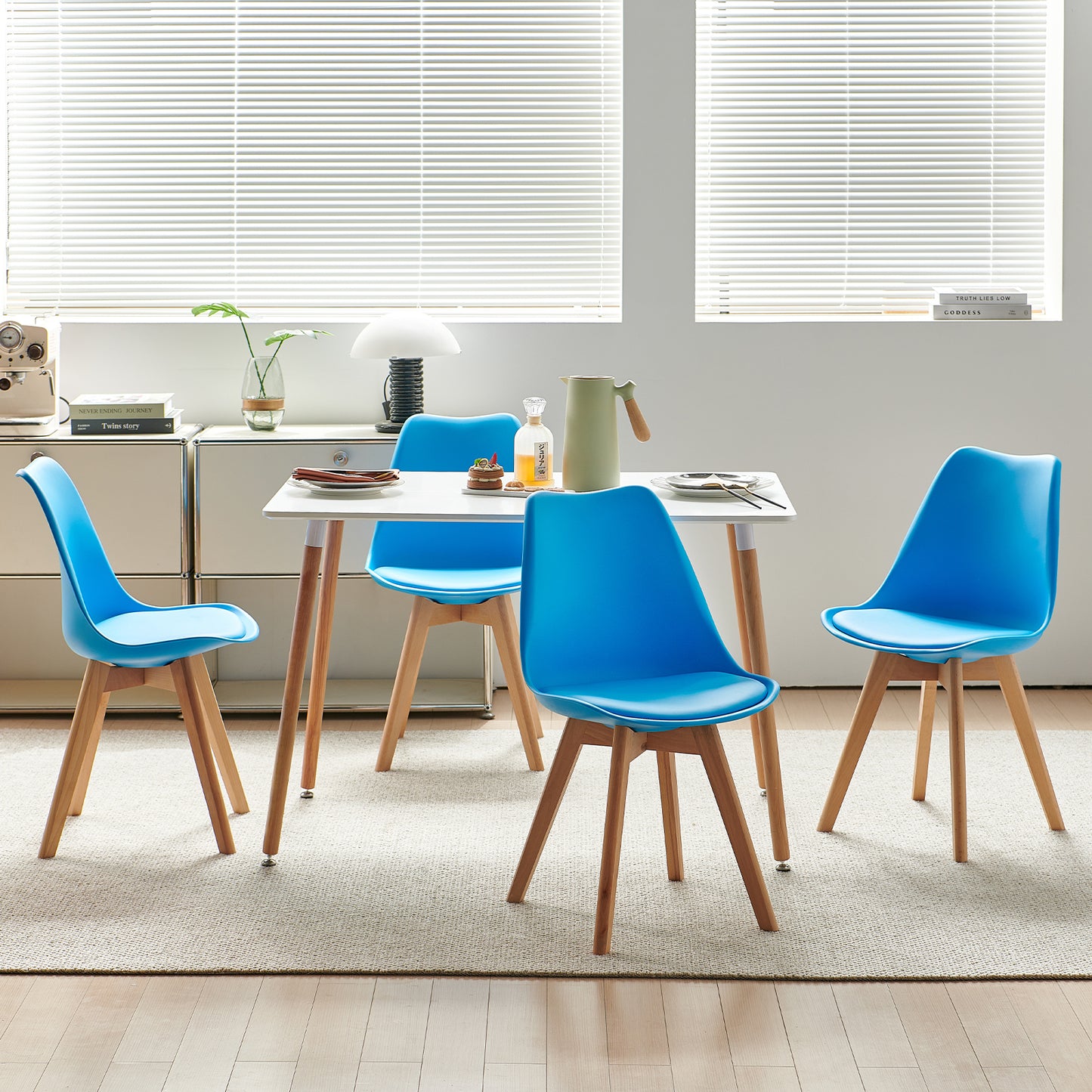 Gestoffeerde eetkamerstoelen (set van 1/2) Tulp-Felblauw