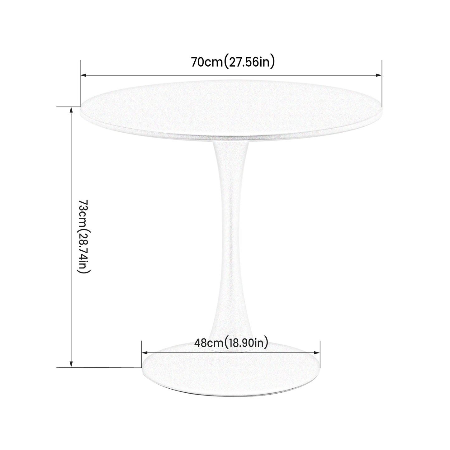 TULIP Trestle Eettafel Met 70cm - Wit/Zwart