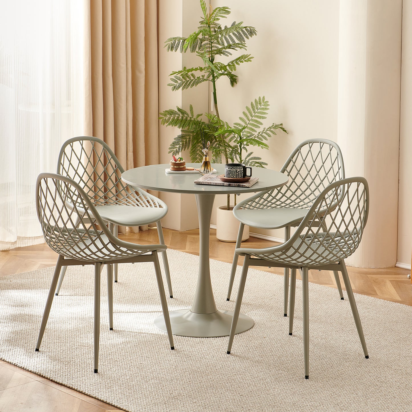 TULIP Trestle Eettafel 80cm - Wit/Zwart/Marmer/Gray