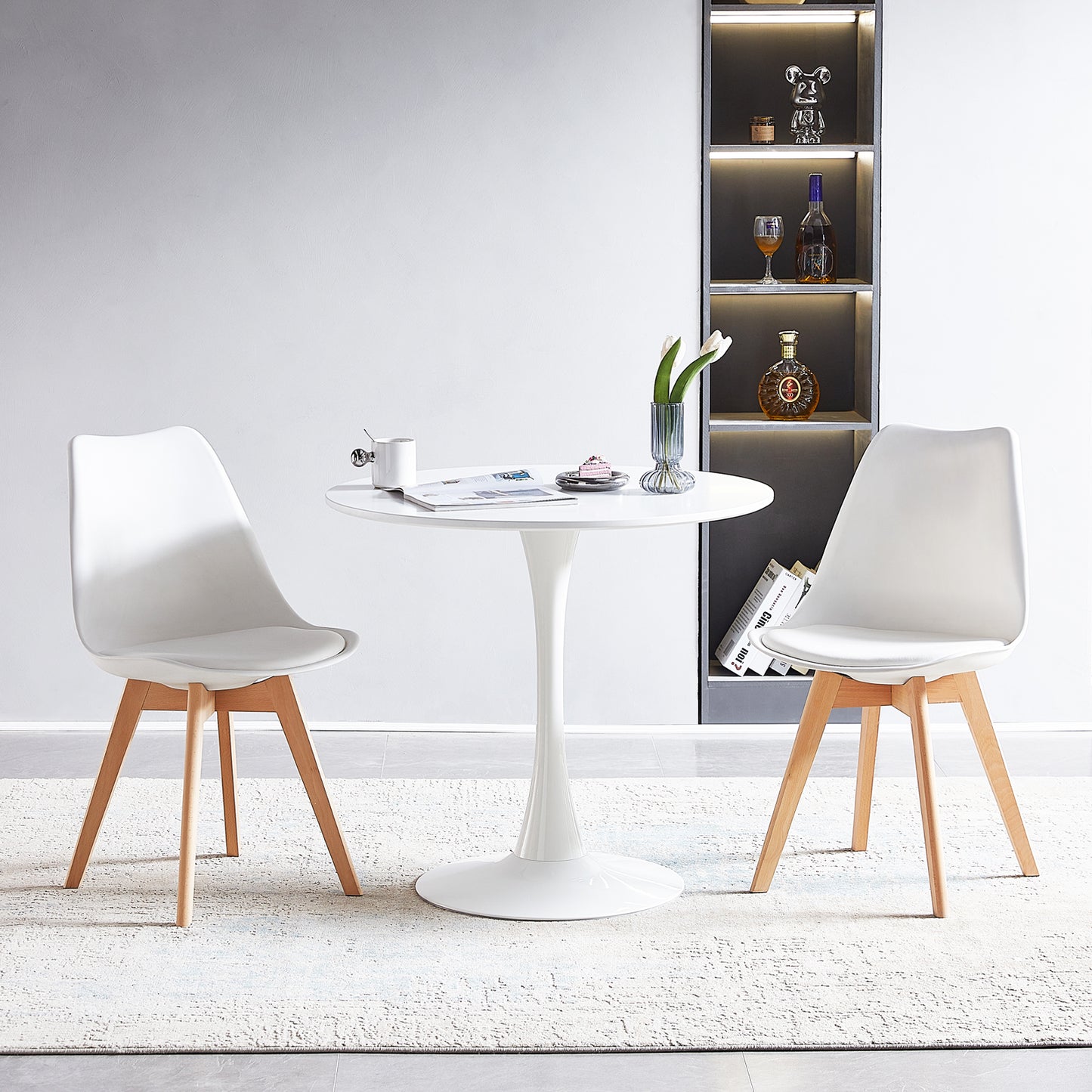 TULIP Trestle Eettafel Met 70cm - Wit/Zwart