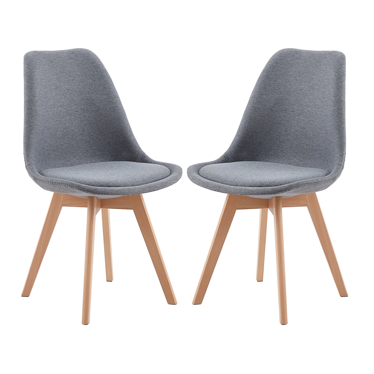 TULIP Stoffen Eetkamerstoelen (Set van 2) - Grijs/Geel