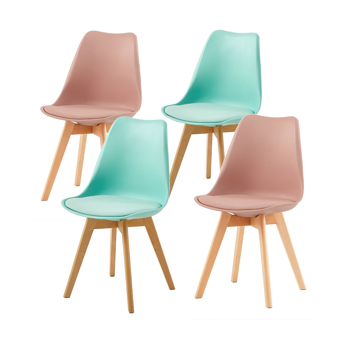 Mix en Match Leren Eetkamerstoelen Set van 4 - Tulip
