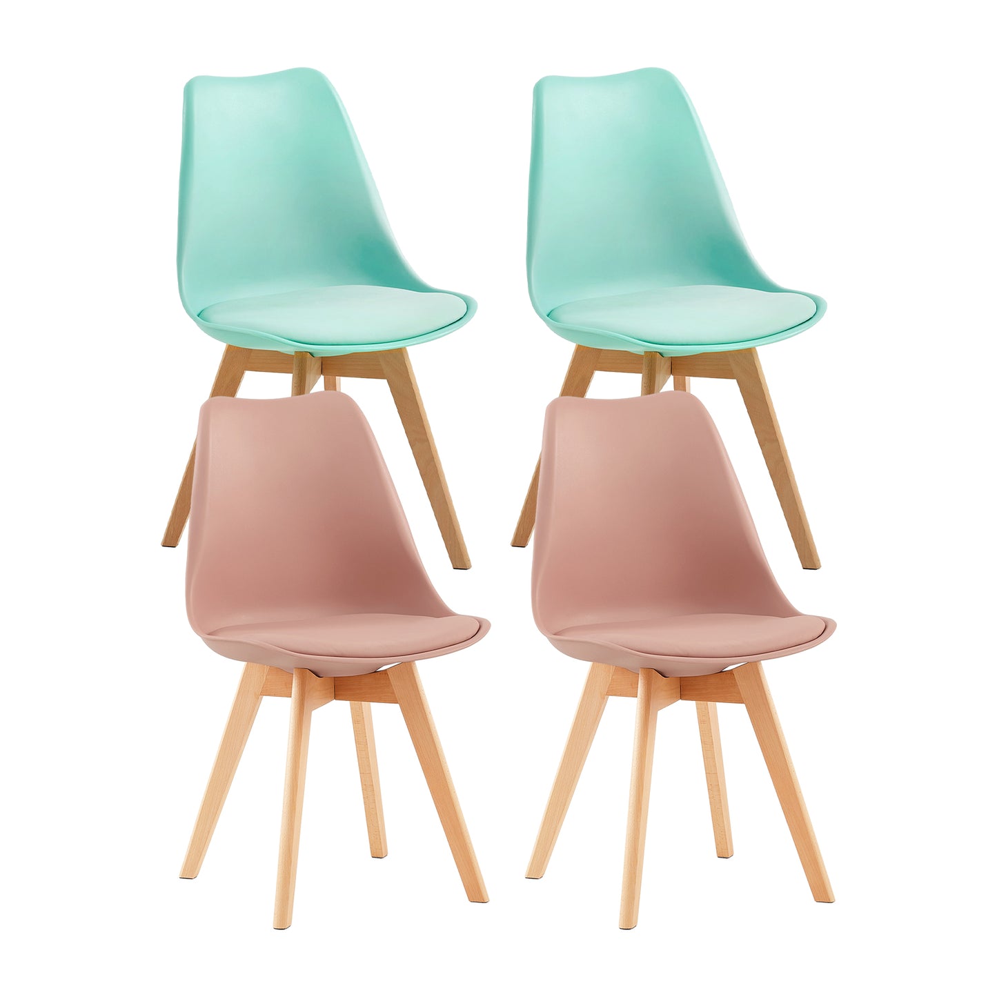 Mix en Match Leren Eetkamerstoelen Set van 4 - Tulip