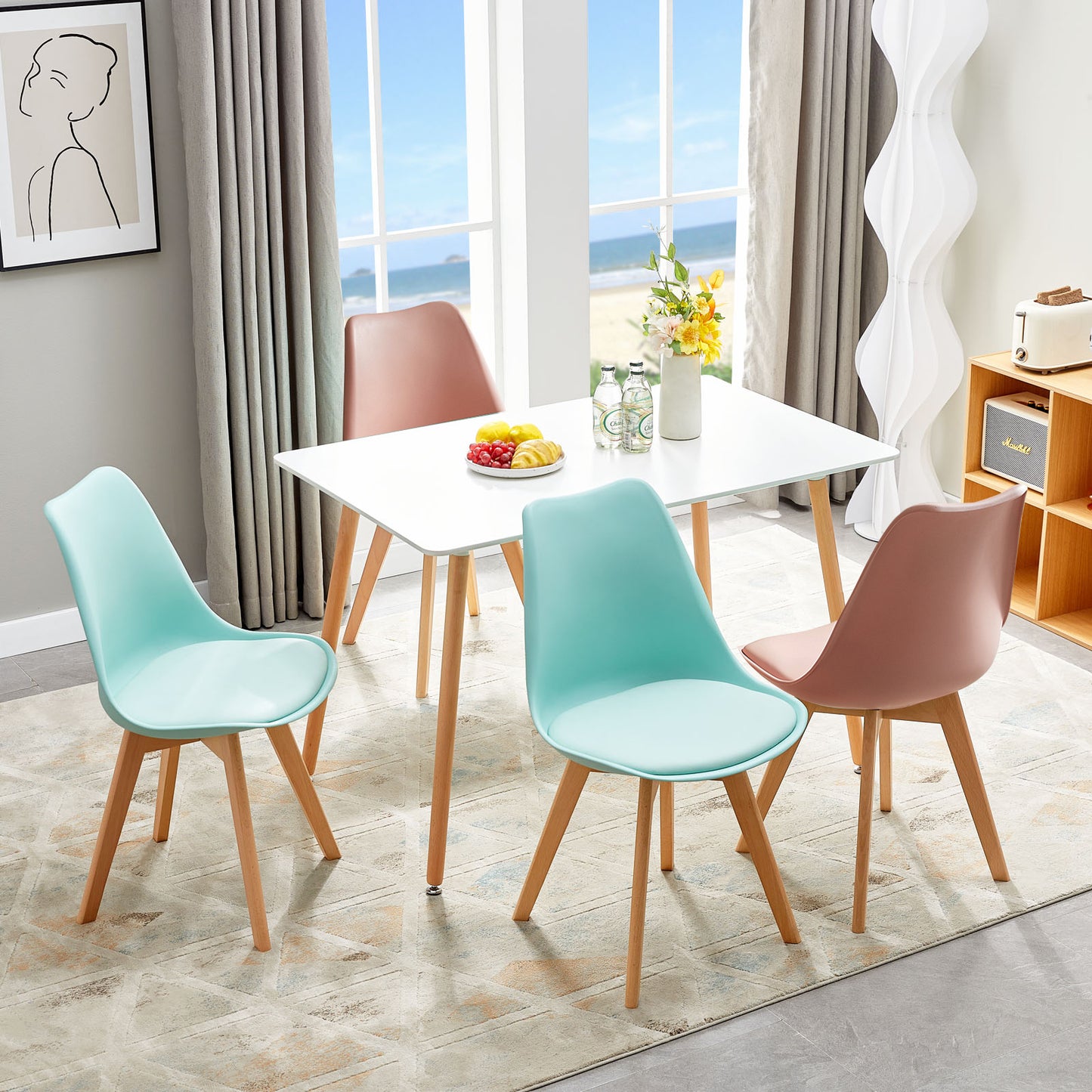 Mix en Match Leren Eetkamerstoelen Set van 4 - Tulip