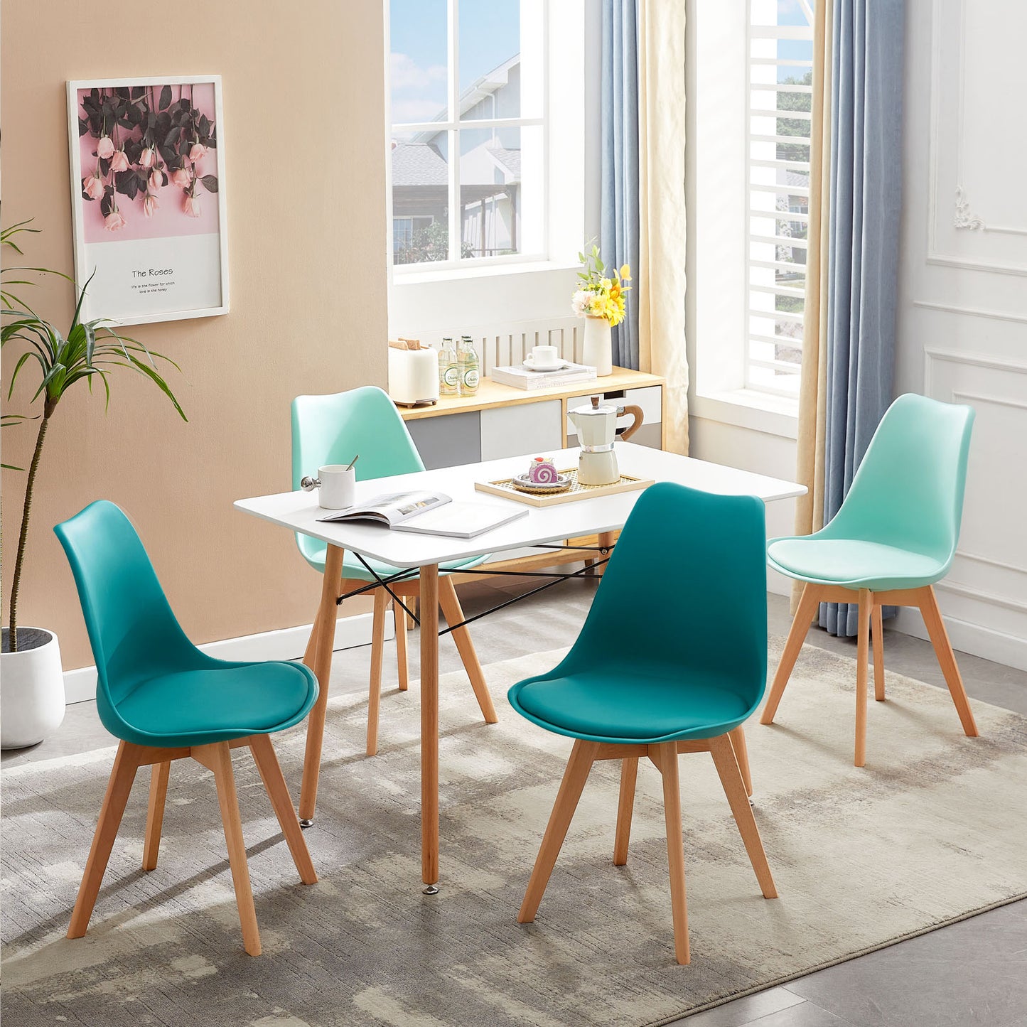 Mix en Match Leren Eetkamerstoelen Set van 4 - Tulip