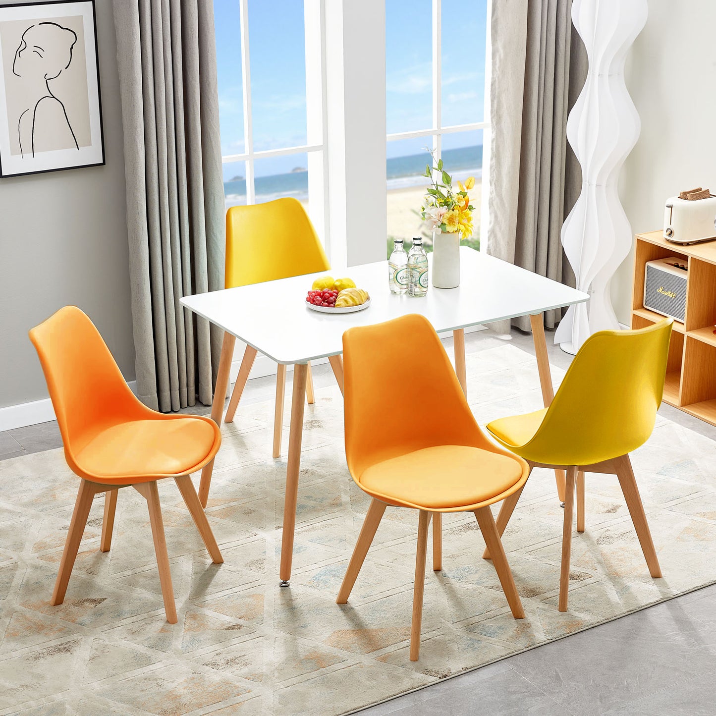 Mix en Match Leren Eetkamerstoelen Set van 4 - Tulip