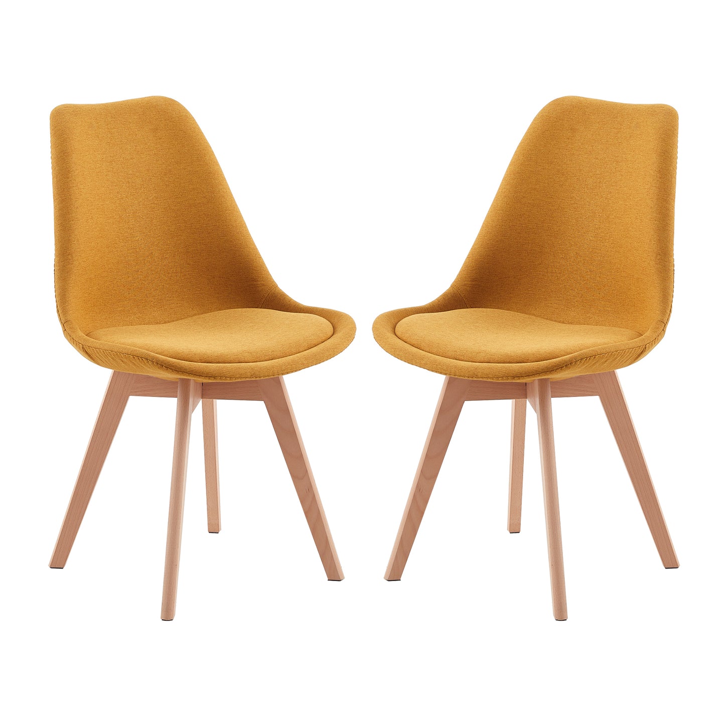 TULIP Stoffen Eetkamerstoelen (Set van 2) - Grijs/Geel