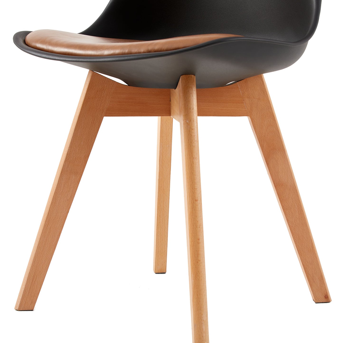 Retro Design Gestoffeerde Eetkamerstoel (Set van 4) - Zwarte Schelp Kameel Kussens-TULIP