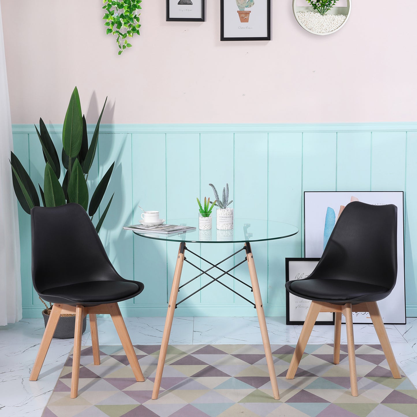 Eetkamerstoelen Set van 1/2/4/6 TULIP - Wit/Zwart/Grijs