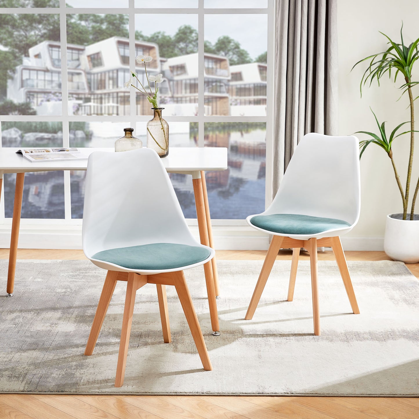 TULIP Retro Design Beklede Bijzetstoelen (Set van 4)