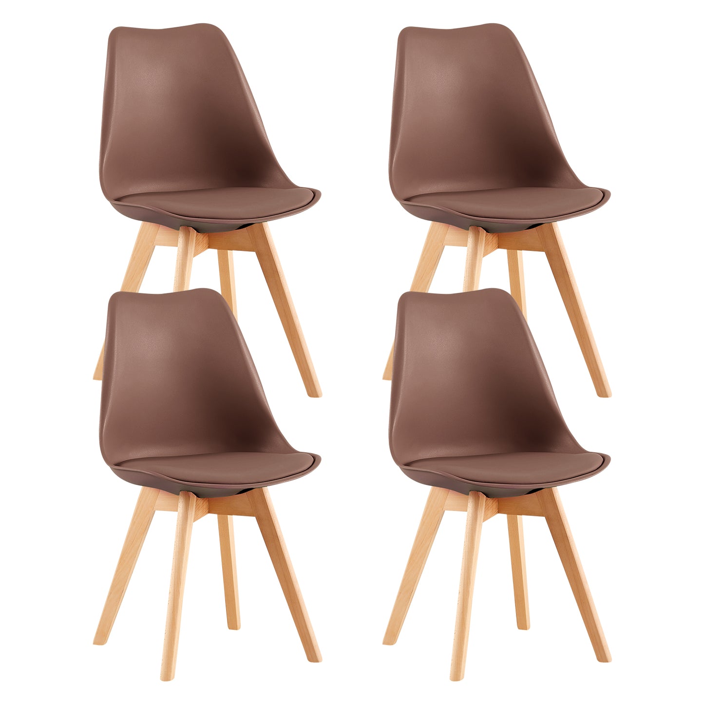 TULIP Stoel Voor Kaptafel met Kussens set van 2/4 - Chocoladekleur