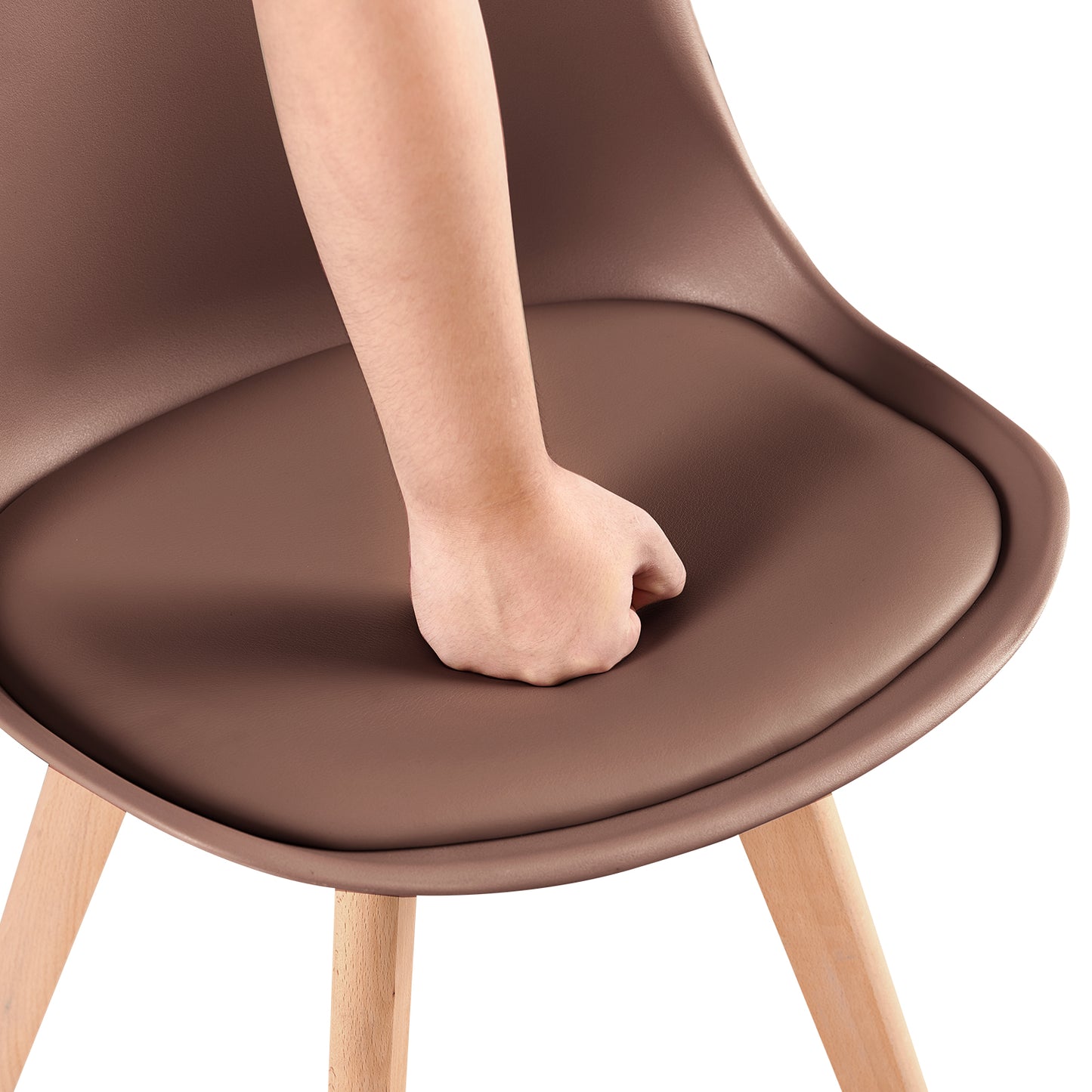 TULIP Stoel Voor Kaptafel met Kussens set van 2/4 - Chocoladekleur