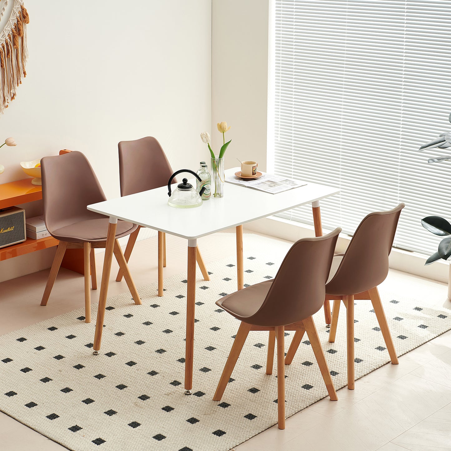 TULIP Stoel Voor Kaptafel met Kussens set van 2/4 - Chocoladekleur