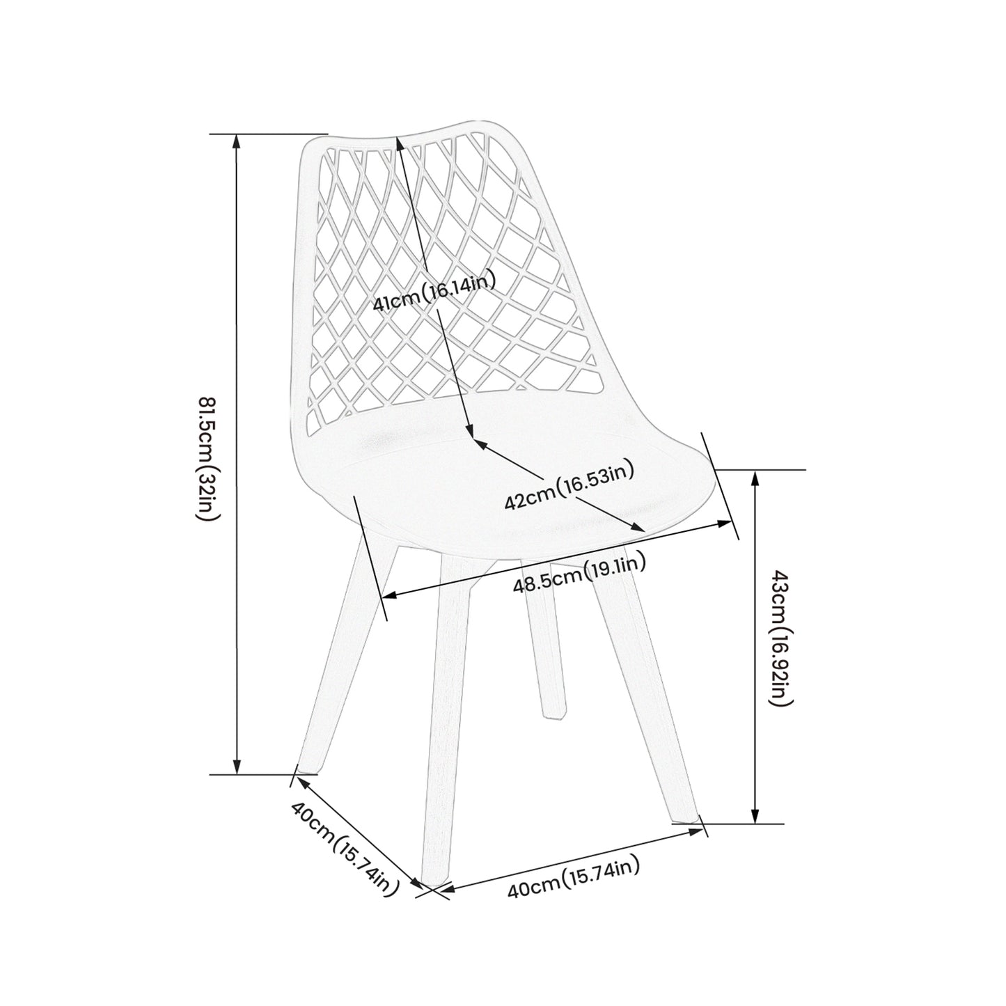 LEYDEN Creative Eetkamerstoel met Beukenpoten (Set van 2/4) - Zwart/Wit
