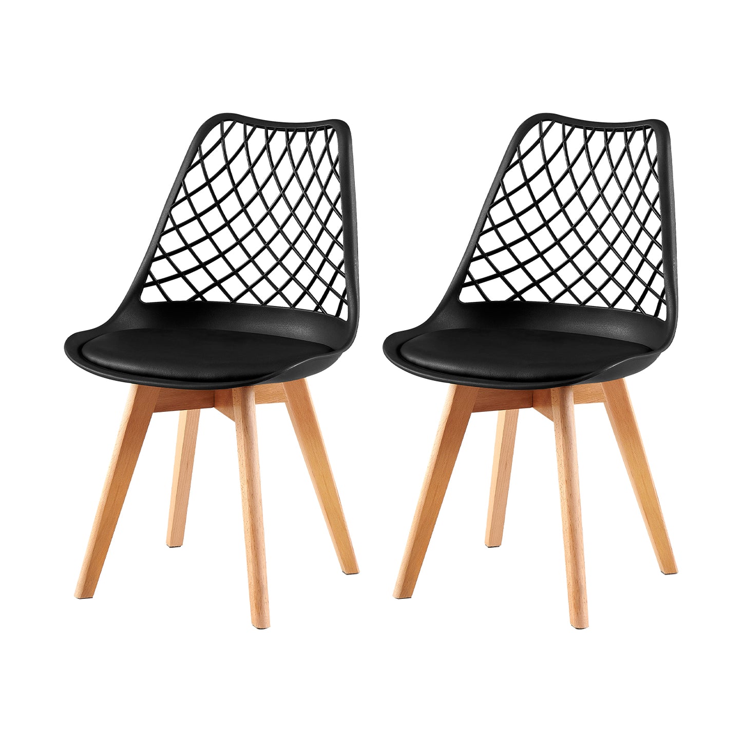 LEYDEN Creative Eetkamerstoel met Beukenpoten (Set van 2/4) - Zwart/Wit