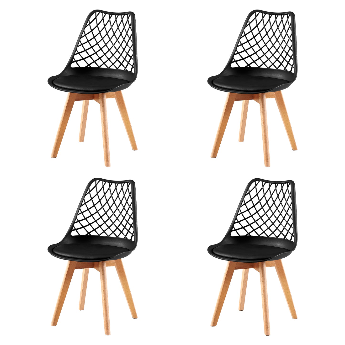 LEYDEN Creative Eetkamerstoel met Beukenpoten (Set van 2/4) - Zwart/Wit