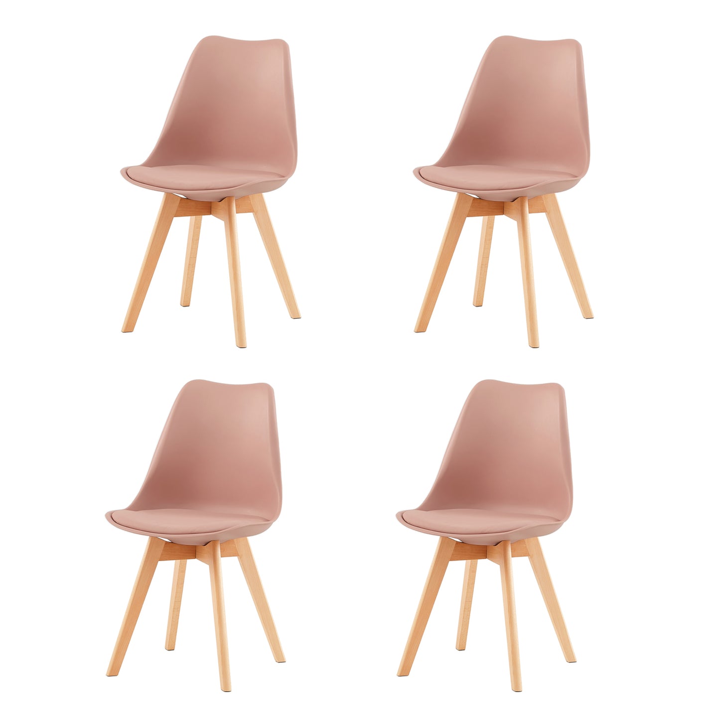 Gestoffeerde eetkamerstoelen (set van 2/4)-Bonenpasta/Oranje/Rood-TULIP