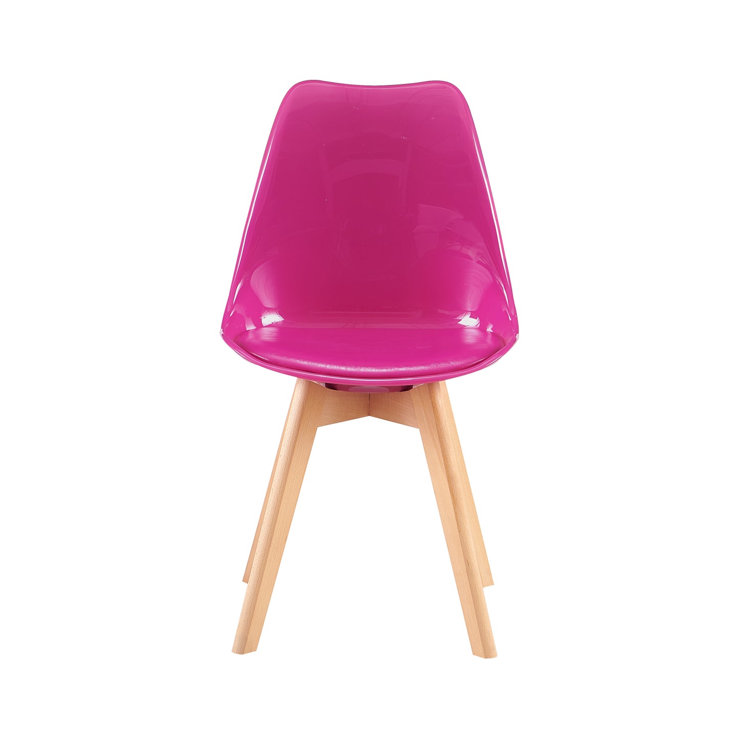 Nieuwe eetkamerstoelenset 2/4 met beukenhouten poten PET materiaal - Dragon fruit kleur - TULIP