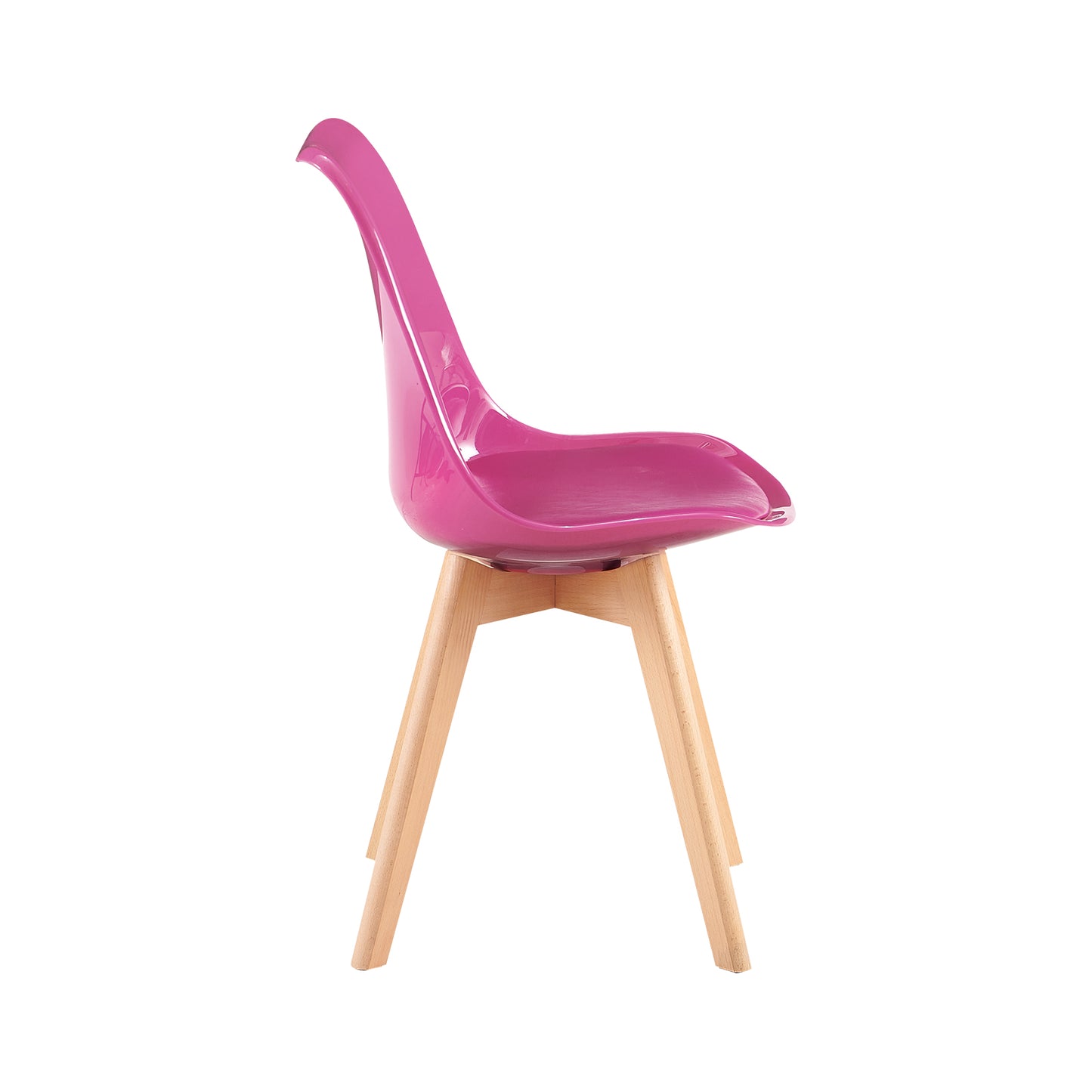 Nieuwe eetkamerstoelenset 2/4 met beukenhouten poten PET materiaal - Dragon fruit kleur - TULIP