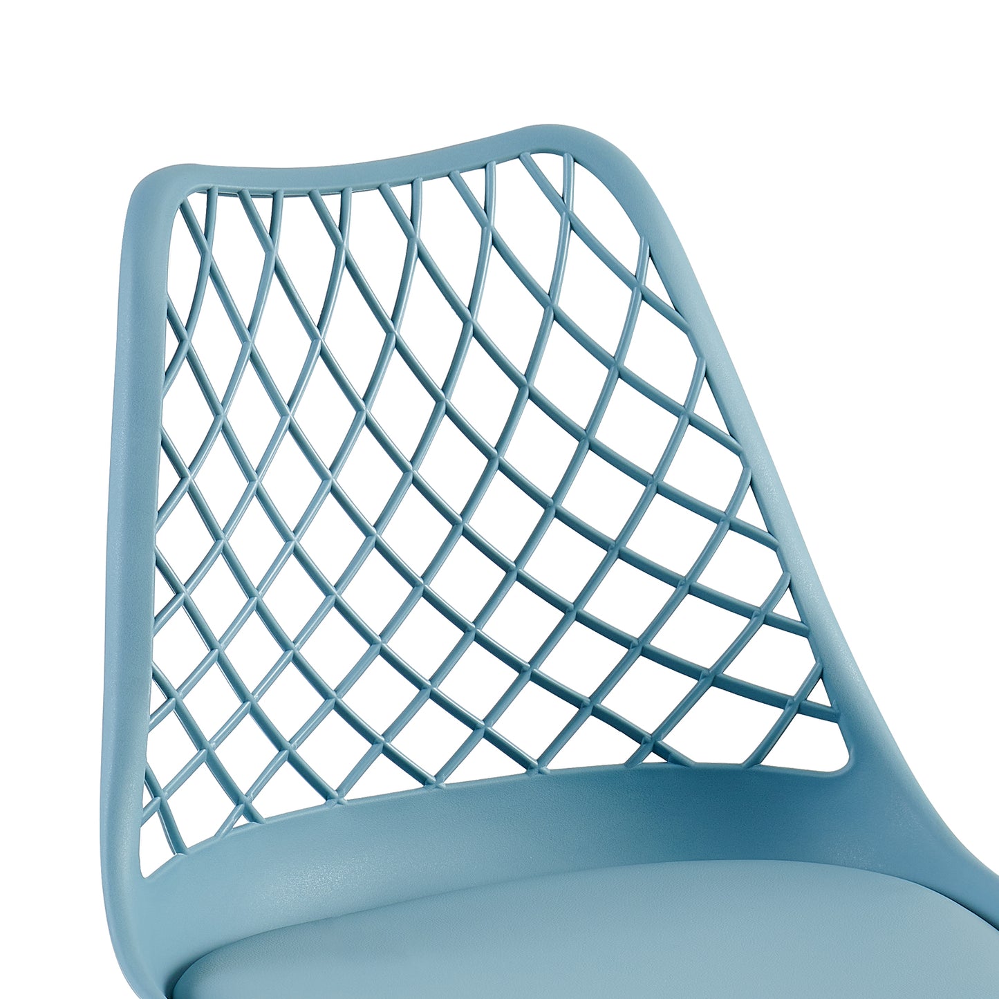 LEYDEN Moderne, door tulpen geïnspireerde eetkamerstoelen met opengewerkte rugleuning - Beukenhouten poten, set van 2/4 - Lichtgrijsblauw/ijsgroen