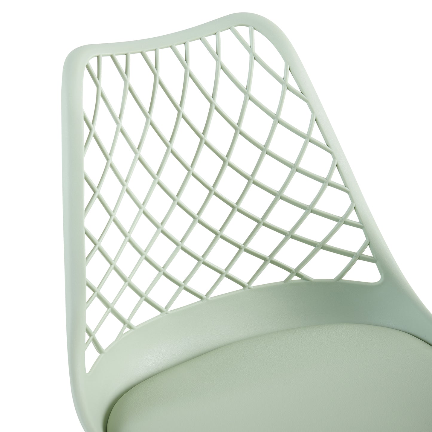 LEYDEN Moderne, door tulpen geïnspireerde eetkamerstoelen met opengewerkte rugleuning - Beukenhouten poten, set van 2/4 - Lichtgrijsblauw/ijsgroen