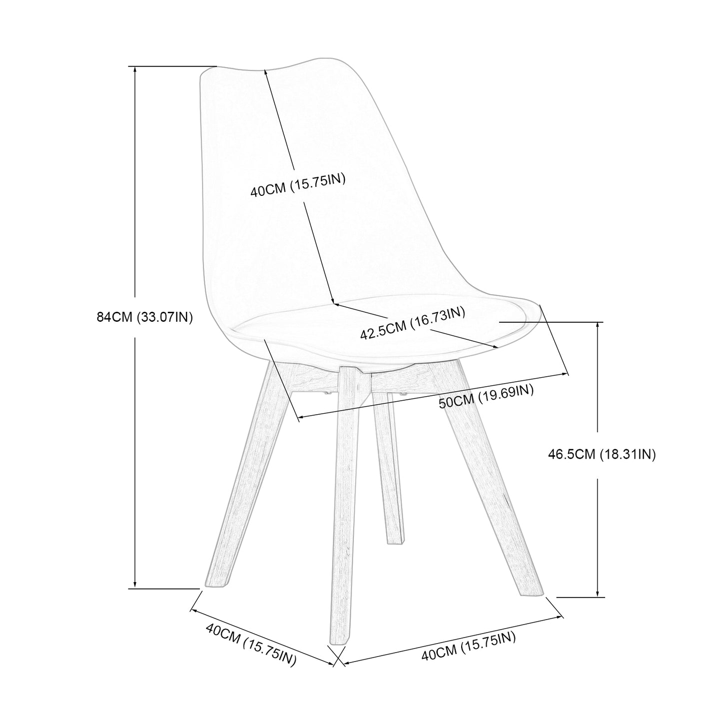 Moderne Tulp Eetkamerstoelen Set van 4 Kleurrijke Stoelen met Comfortabele Schuimkussens