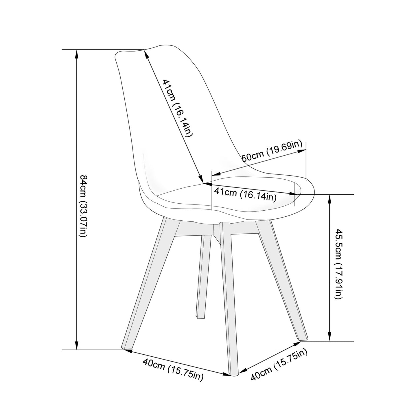 TULIP Stoffen Eetkamerstoelen (Set van 2) - Grijs/Geel