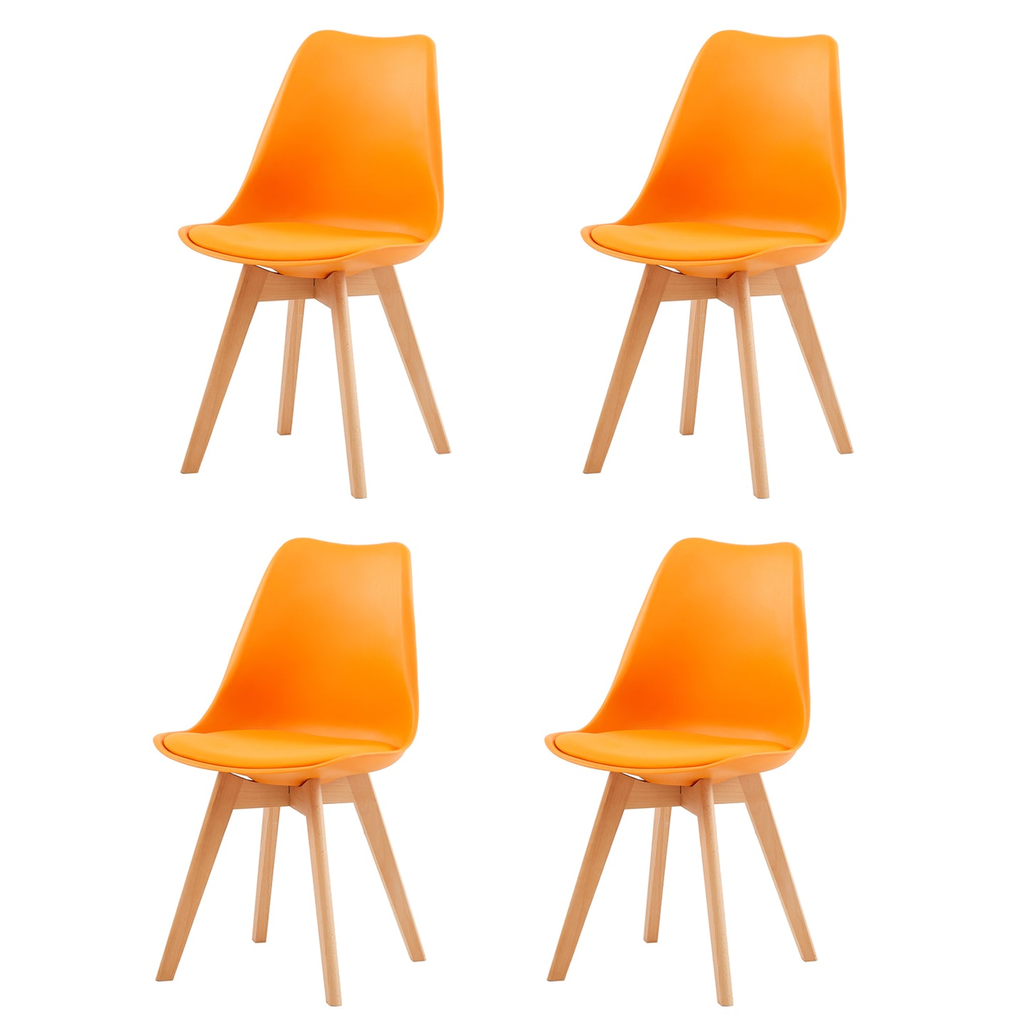 Gestoffeerde eetkamerstoelen (set van 2/4)-Bonenpasta/Oranje/Rood-TULIP