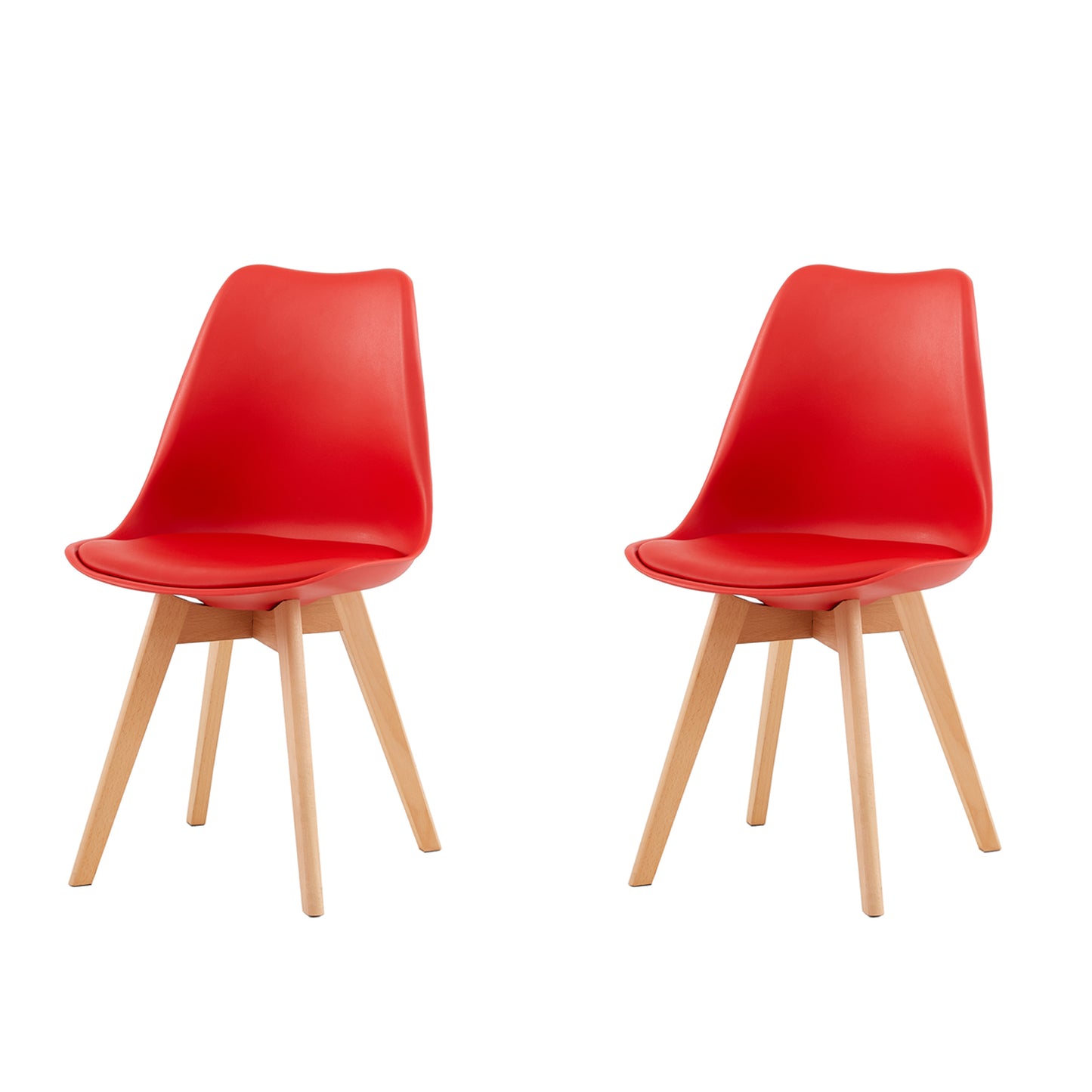 Gestoffeerde eetkamerstoelen (set van 2/4)-Bonenpasta/Oranje/Rood-TULIP