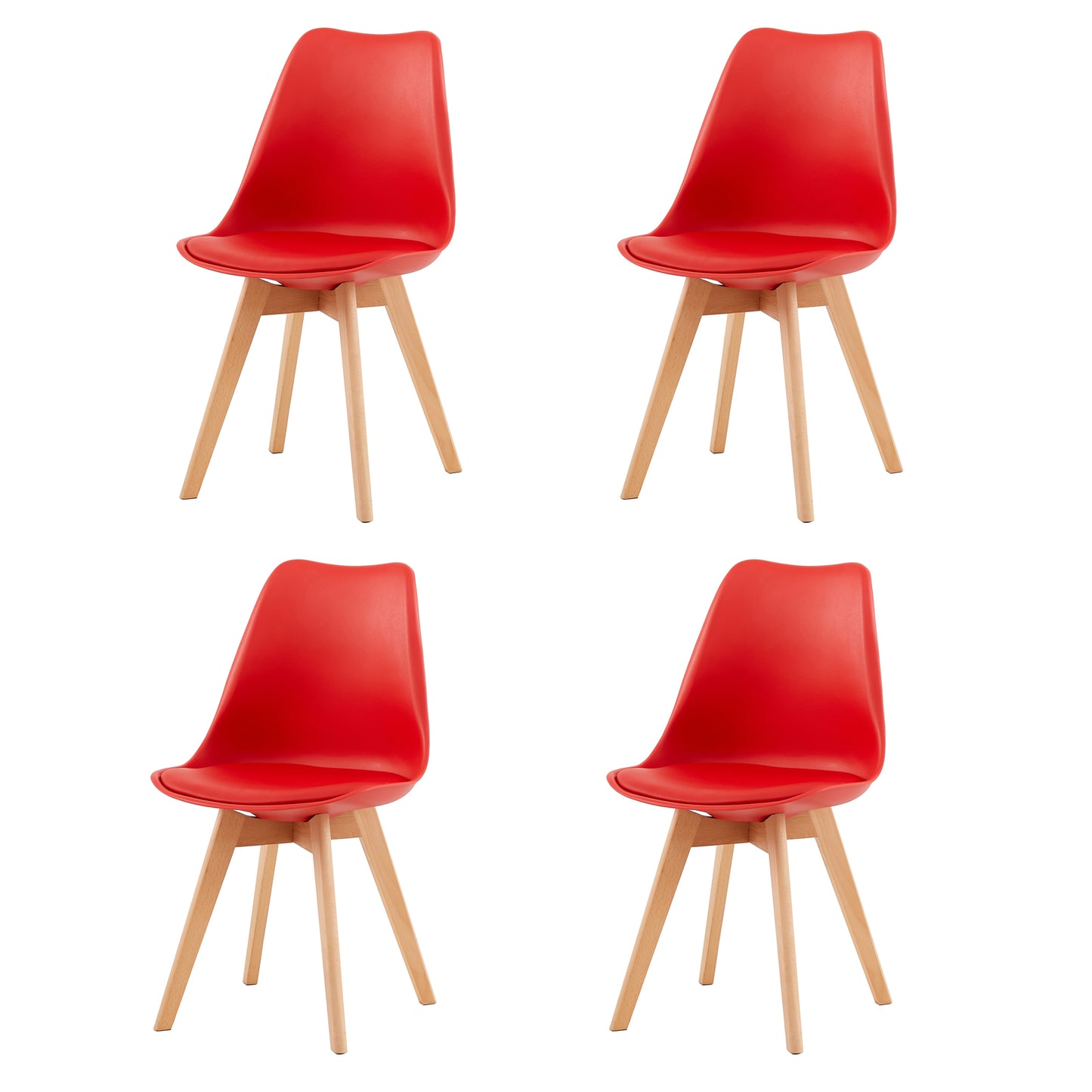 Gestoffeerde eetkamerstoelen (set van 2/4)-Bonenpasta/Oranje/Rood-TULIP