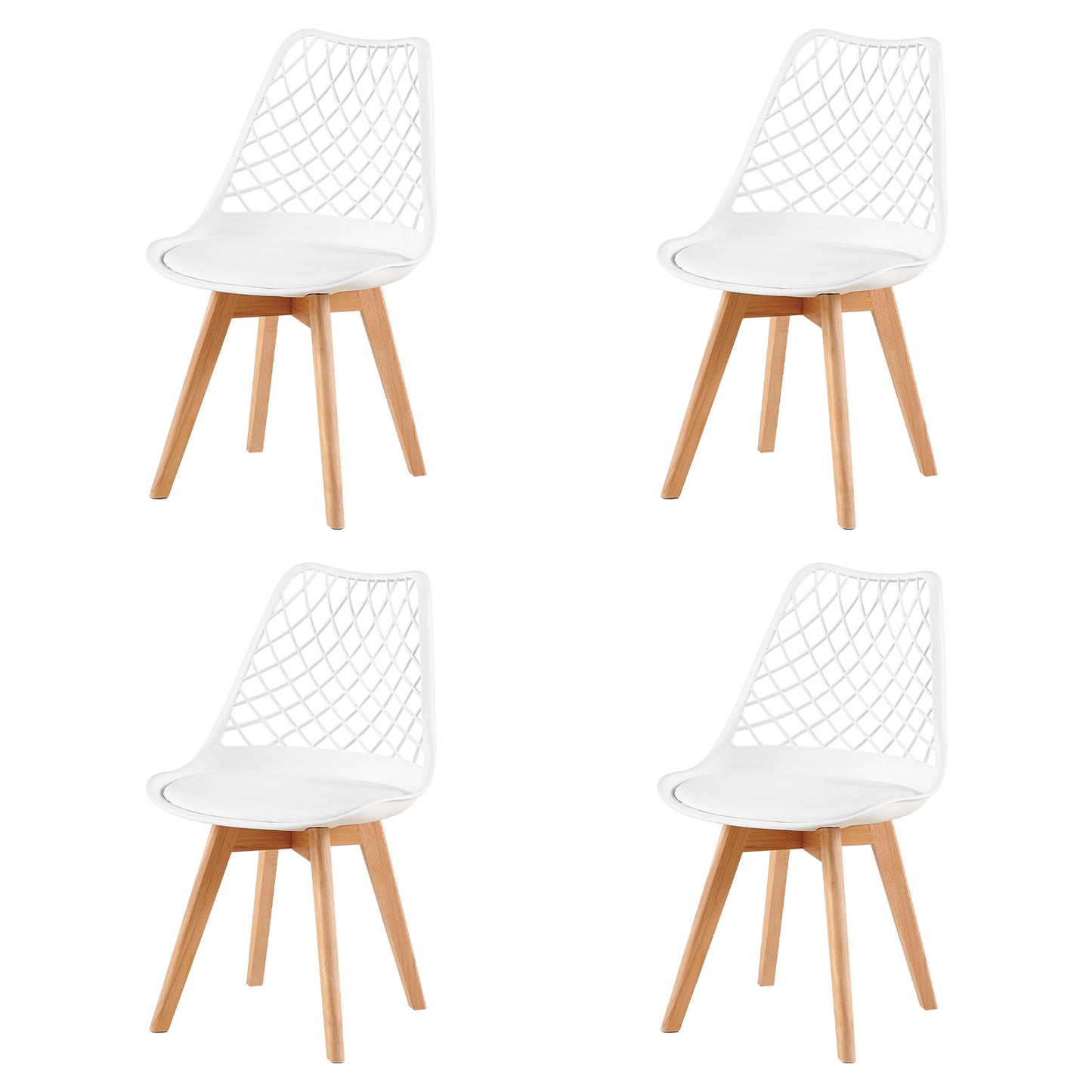 LEYDEN Creative Eetkamerstoel met Beukenpoten (Set van 2/4) - Zwart/Wit