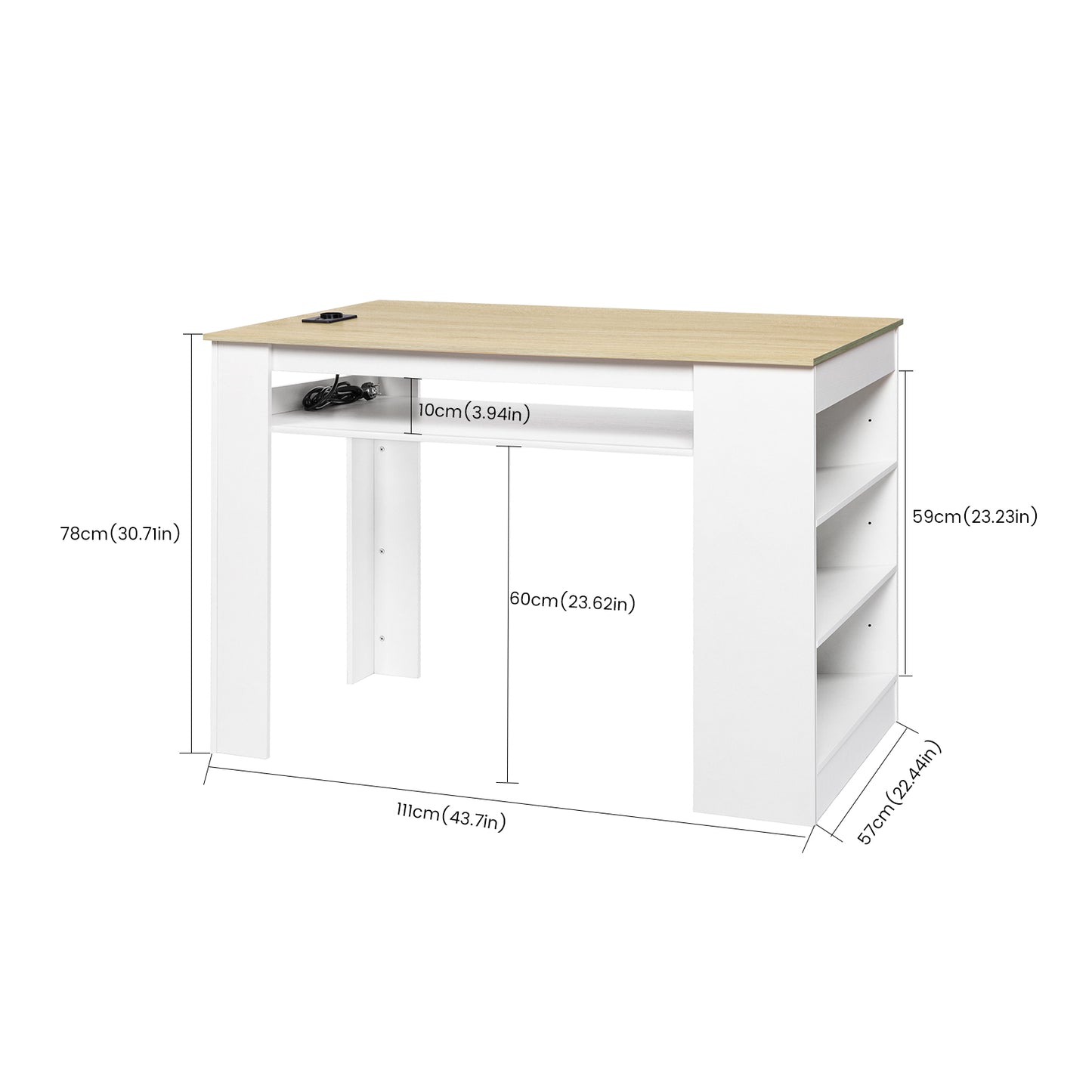 TURLEY Modern bartafel Bureautafel met vakken - Zwart/Wit