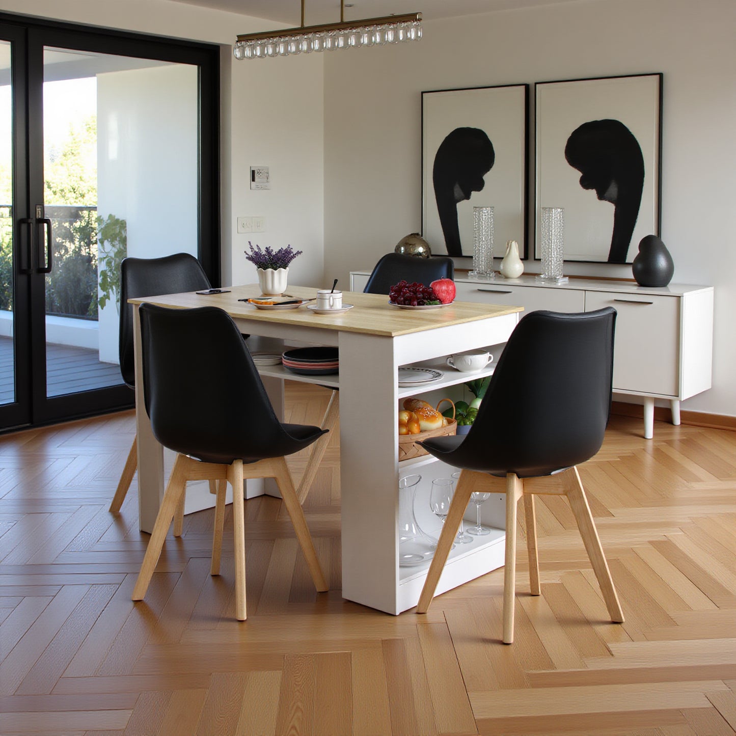 TURLEY Modern bartafel Bureautafel met vakken - Zwart/Wit