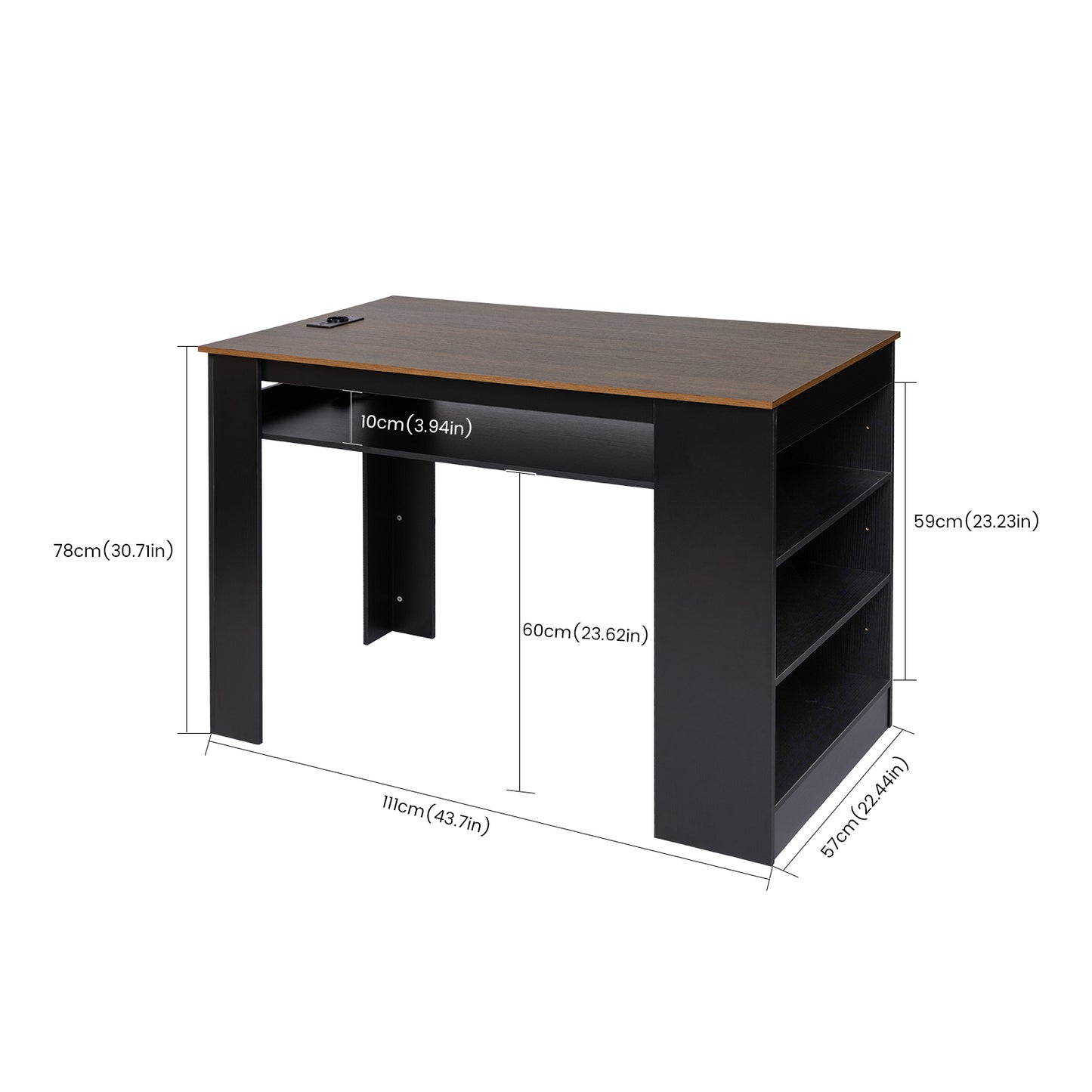 TURLEY Modern bartafel Bureautafel met vakken - Zwart/Wit