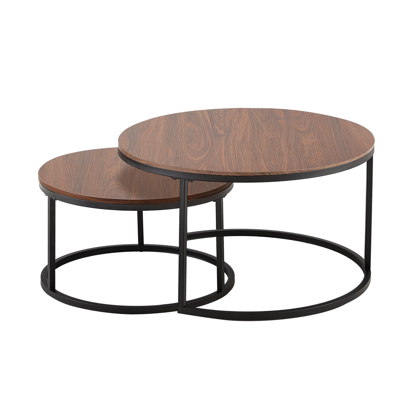 VARESE Nestbare salontafel Φ80*45cm/Φ60*35 - Bruin/MARMER Kleur