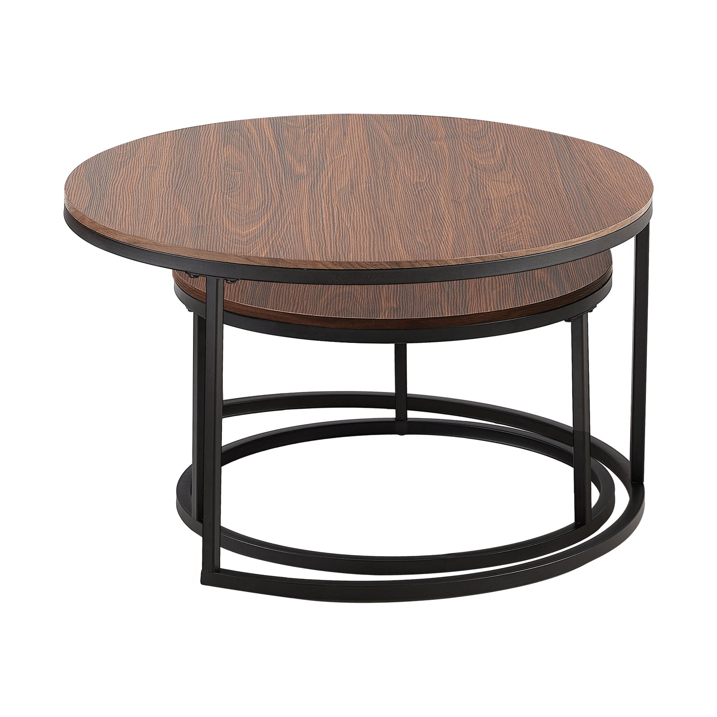 VARESE Nestbare salontafel Φ80*45cm/Φ60*35 - Bruin/MARMER Kleur