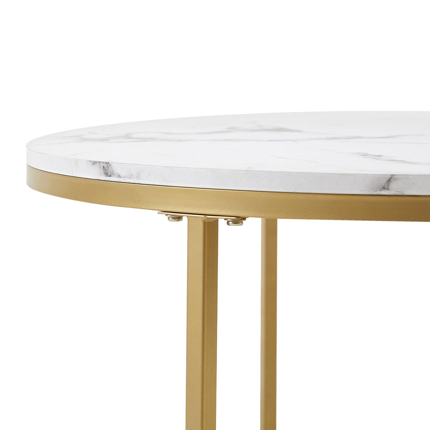 VARESE Nestbare salontafel Φ80*45cm/Φ60*35 - Bruin/MARMER Kleur