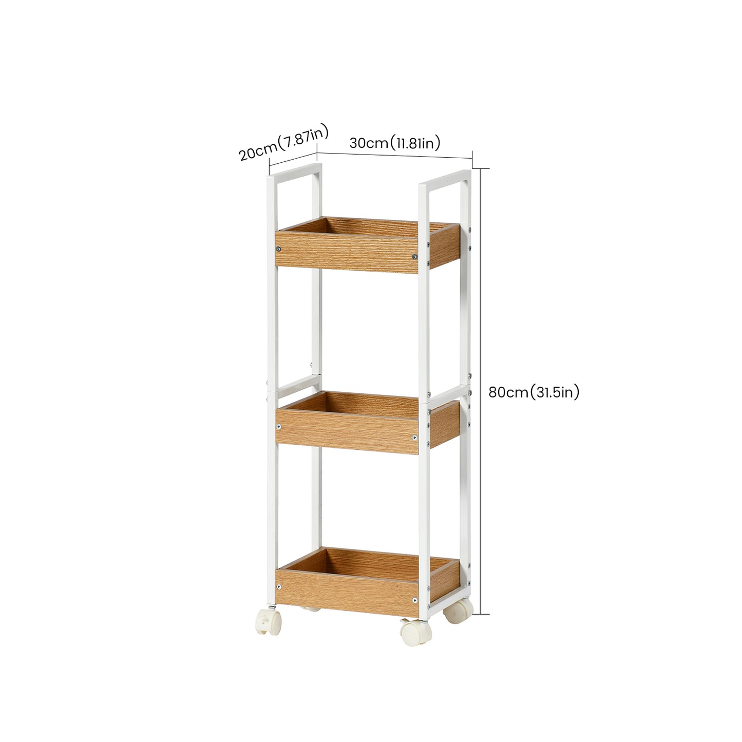 VERO Drie-Laags Opslagrek Make-up Opbergwagen - Fire/OAK Kleur