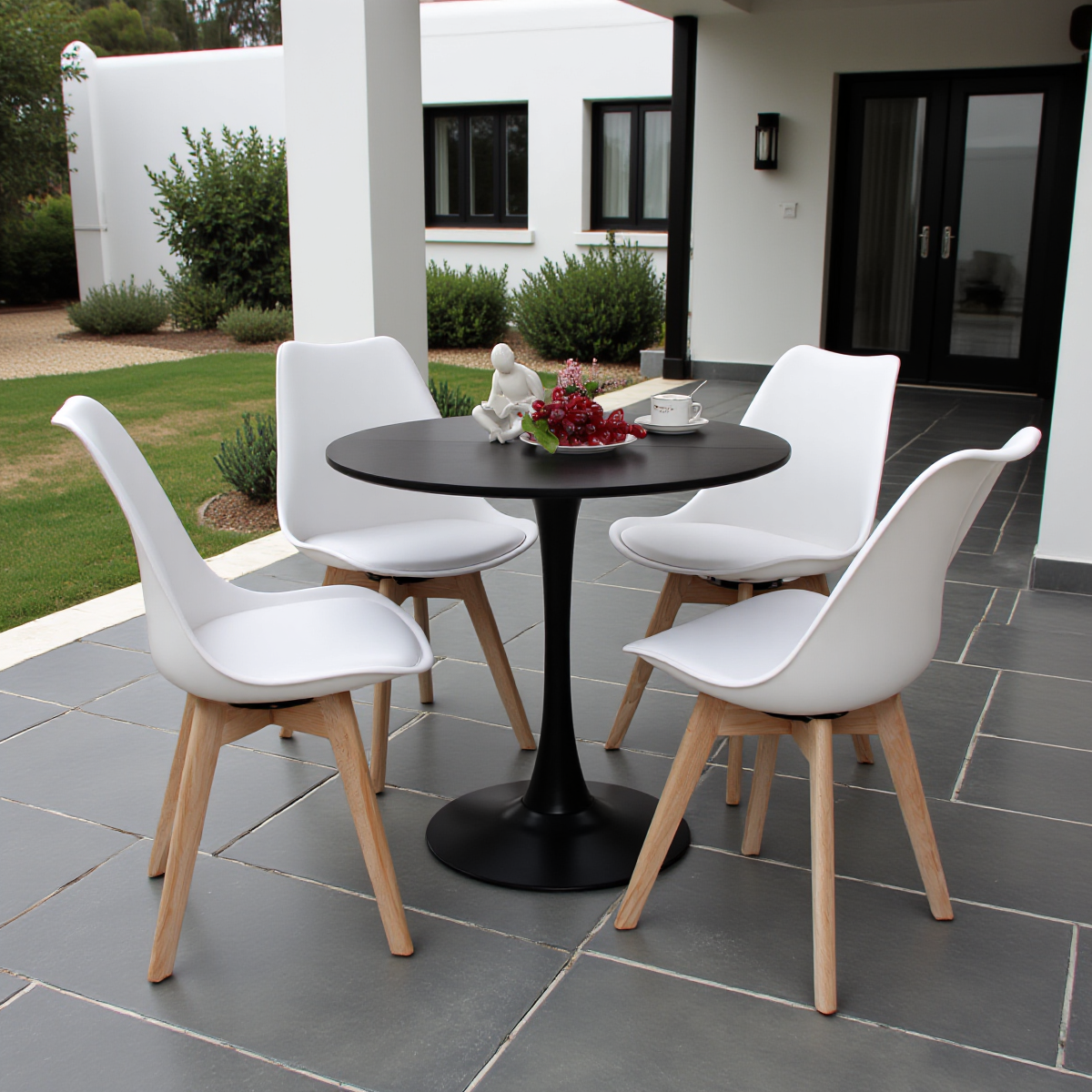 360° Armloze Draai Stoelen Set van 2/4 VINCO – Zwart/Wit/Grijs