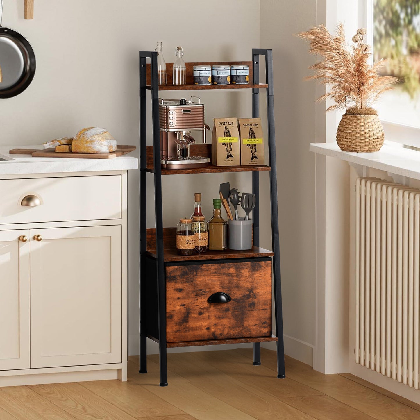 Slaapkamer Staande Planken 110cm Hoogte met IJzeren Poten-Vuurkleur - VOLENS
