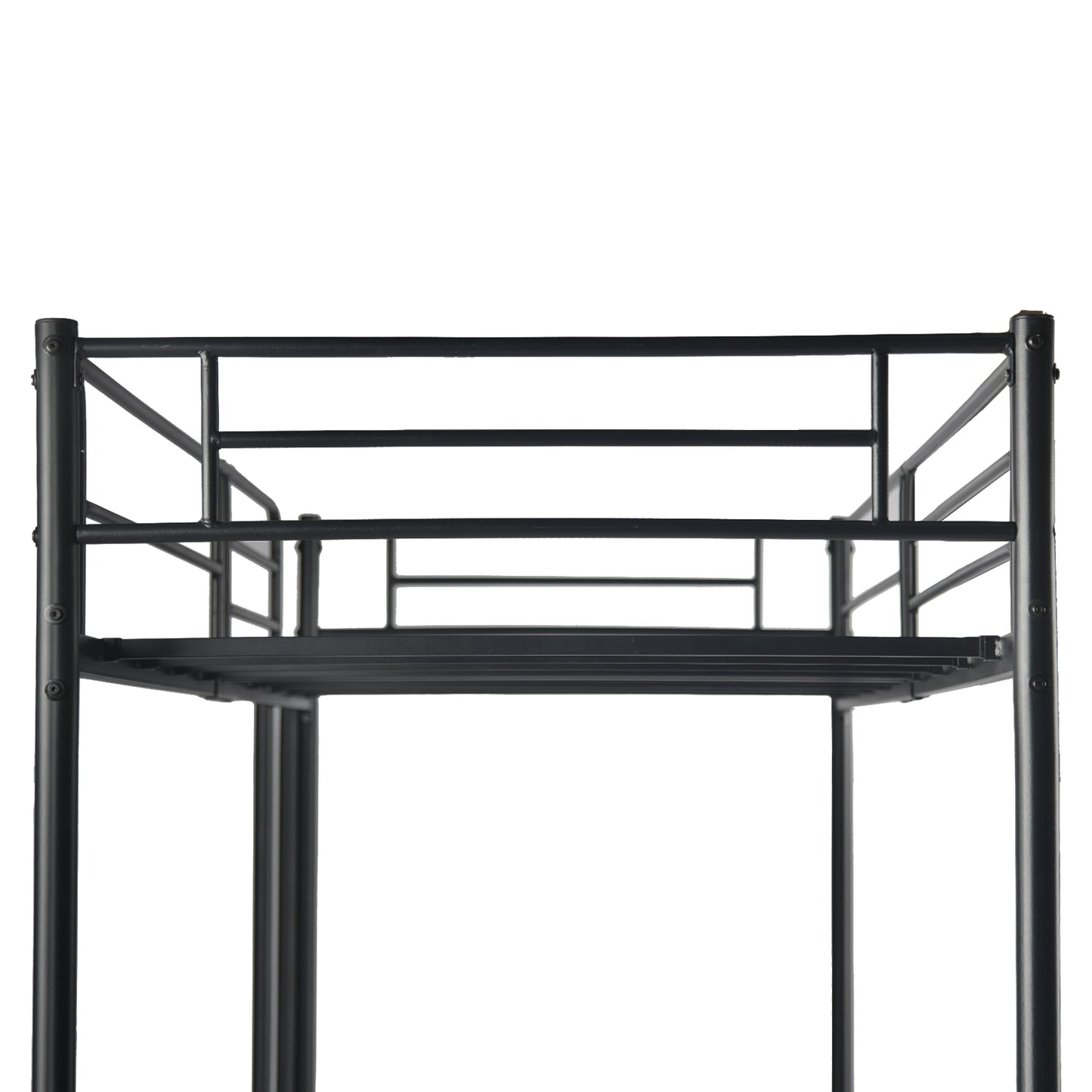 Loft Bed Frame van Metaal met Ingebouwde Ladder Zwart - WALDO