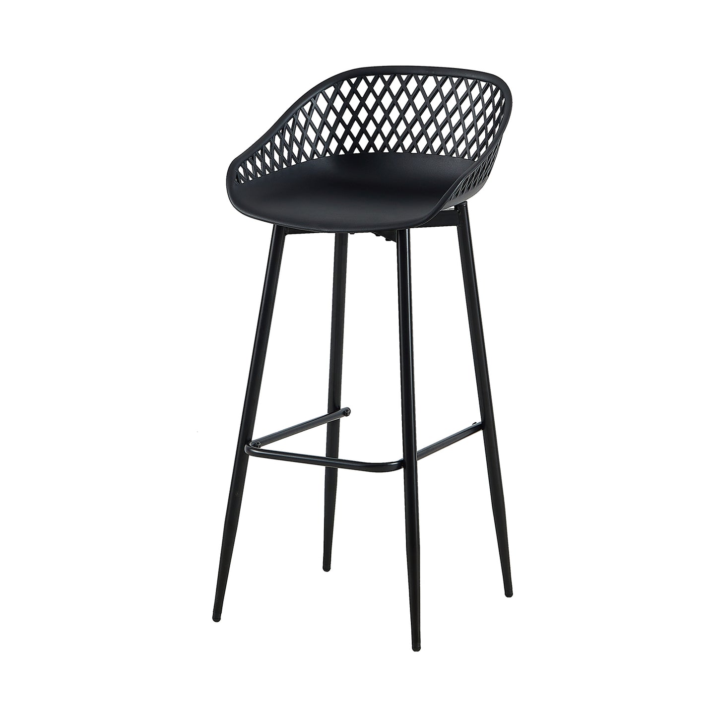 Moderne ijzeren barkruk in industriële stijl Ademende holle rugleuning Set van 4- Zwart/Wit