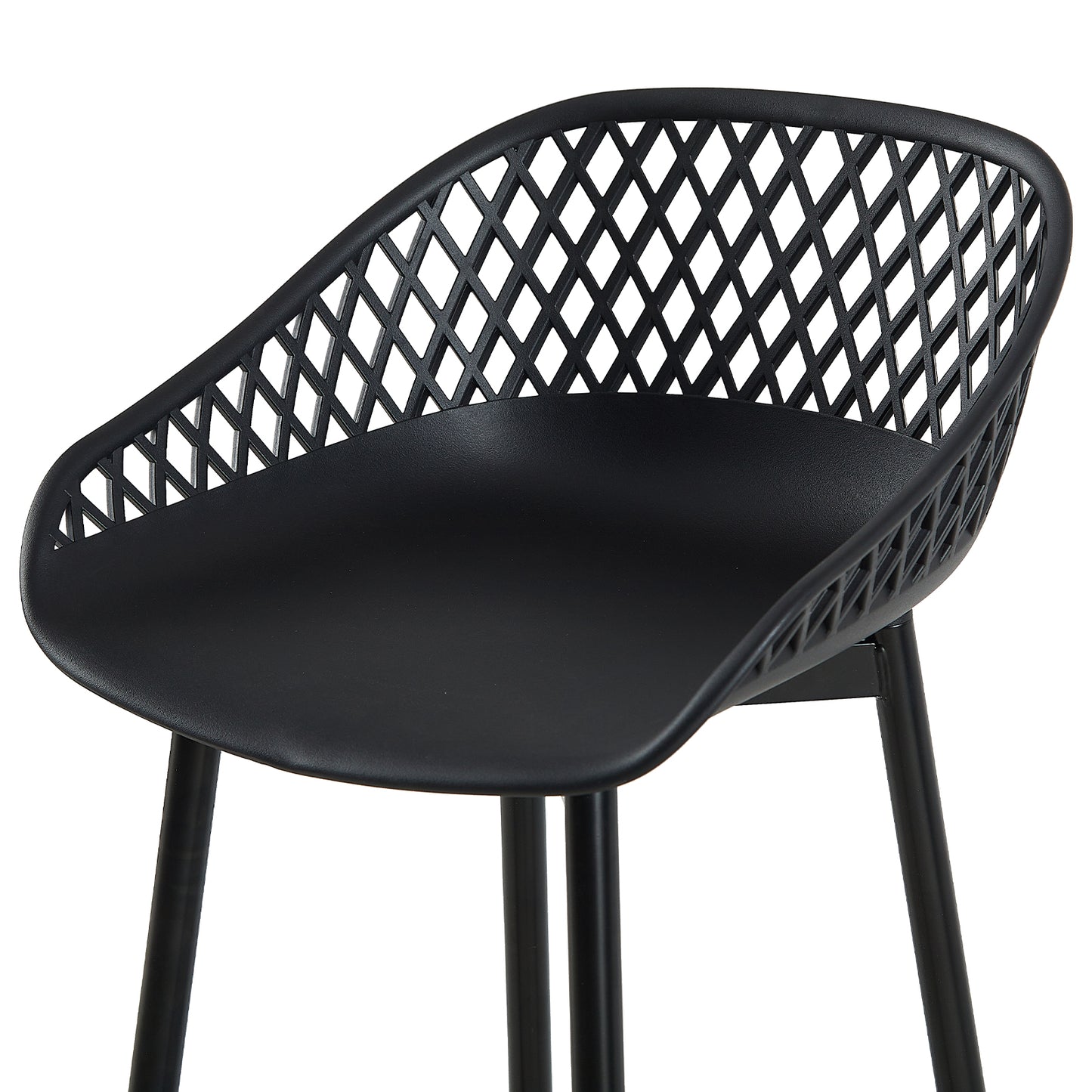 Moderne ijzeren barkruk in industriële stijl Ademende holle rugleuning Set van 4- Zwart/Wit