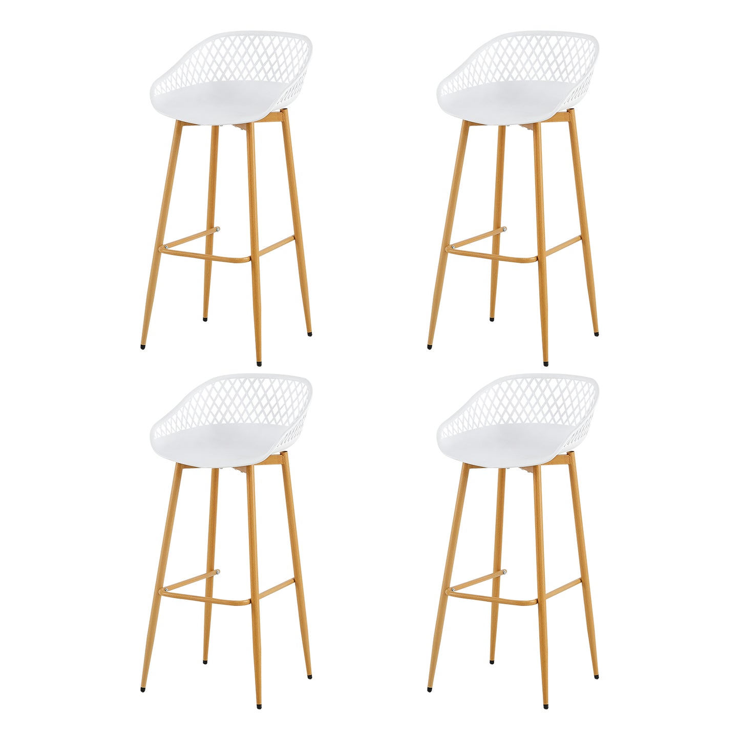 Moderne ijzeren barkruk in industriële stijl Ademende holle rugleuning Set van 4- Zwart/Wit