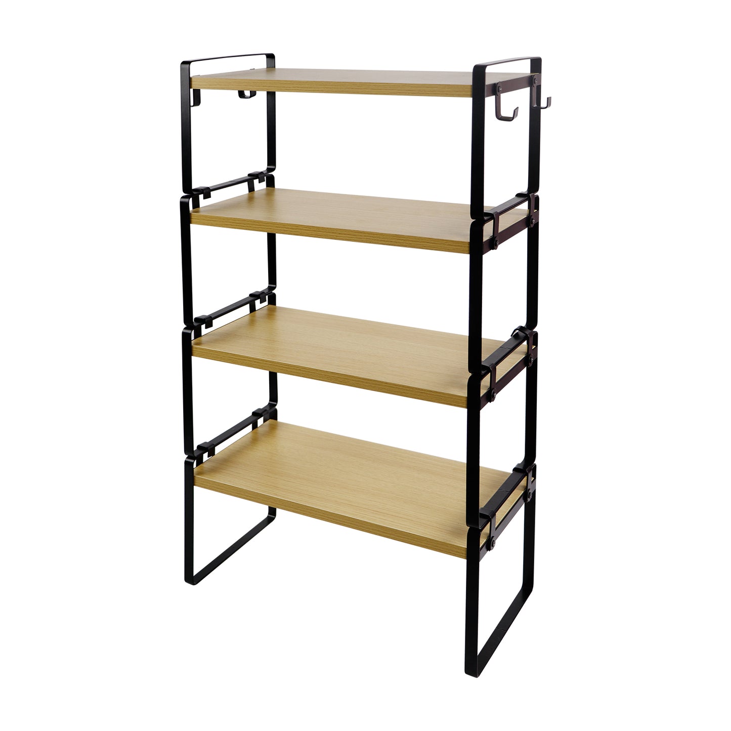 Stapelbare plank van 40 cm - Keuken-, badkamer- en woonkamerorganizerset van 2/4, WEEKI - Vuur/Hout/Wit