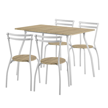 REEDER Modulaire Tafel en 4 Stoelen Set - Eik/Zwart