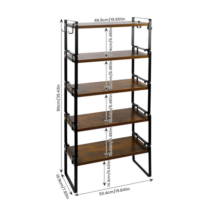 PONCE Stapelbaar Keukenrek Ruimtebesparende Set van 1/3/5-delig - Vuur/Hout/Wit