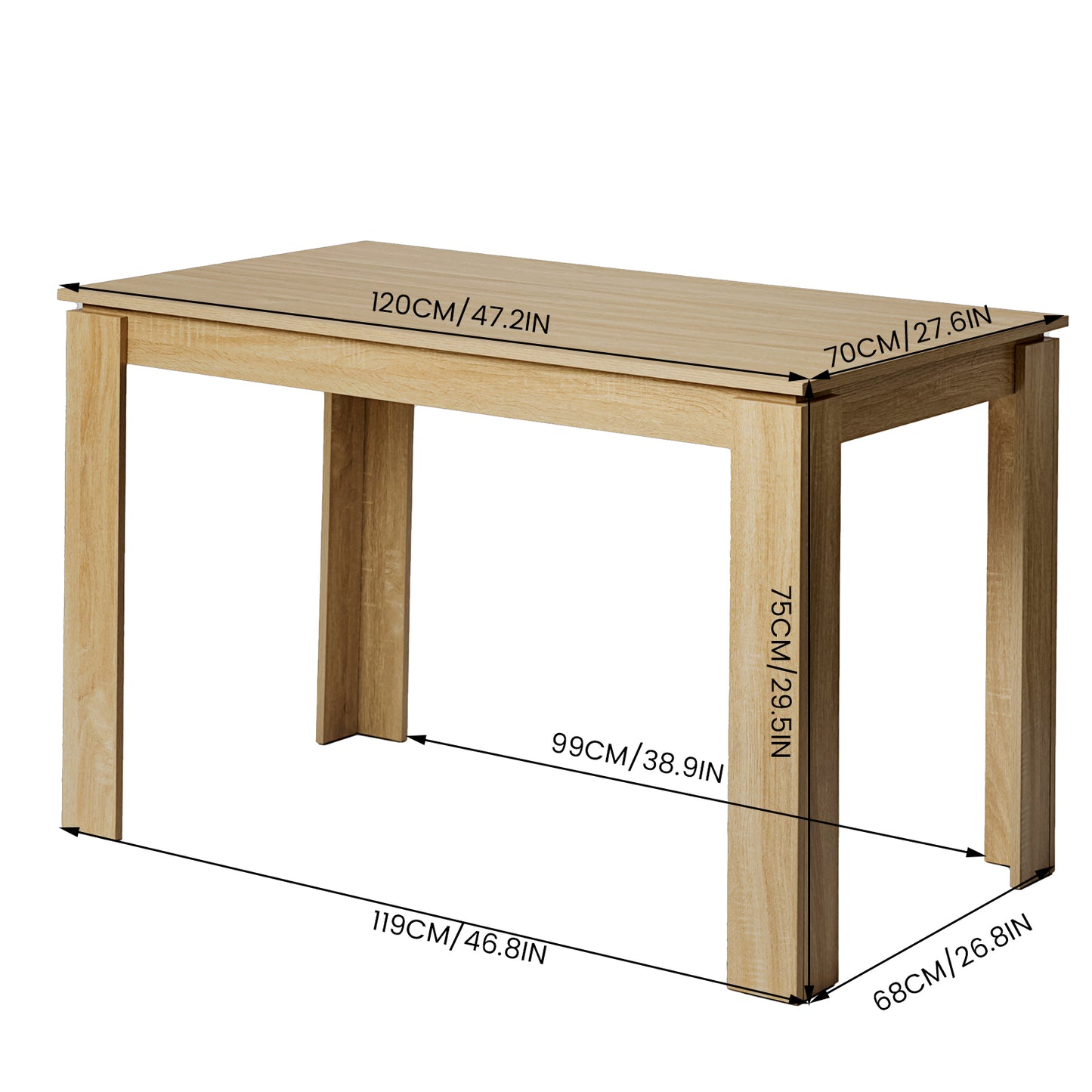 ANIWA Eettafel met 120cm - EIKEN