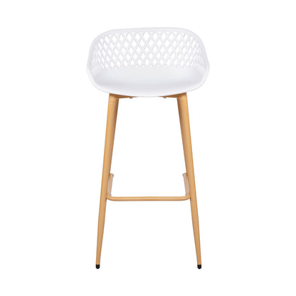 Moderne barkrukken van smeedijzer, 87 cm hoog, met opengewerkte rugleuningen, set van 4 - Zwart/Wit